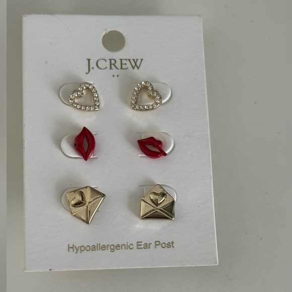 J. Crew Gold and Red Stud Earrings Collection - Picture 1 of 3
